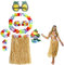 Louenth Hawaiian Hula, Grass Rock Set, mit Halskette Armbänder für Party Fancy Dress und Tropical Beach für Erwachsene Unisex,Stirnband Blume BH Haarspange und Ananas Sonnenbrille Party Dekoration