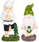 BRUBAKER Gartenzwerge Set Yoga Baum und Schneidersitz - Zwerge mit Frosch - Zen Gartenfigur Sport Figur Dekoration Wetterfest für Garten Campingplatz - Gartendeko Lustig Weiß für außen