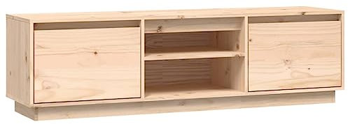 vidaXL Solid Wood Pine TV Cabinet Wooden Living Room Sideboard Entertainment Centre TV Console Media Unit HiFi Cabinet with Door 140x35x40 cm
