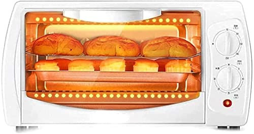 CAZARU Forno Elettrico da Tavolo Piccolo Mini-Forno da 10 Litri, Materiale in Metallo Bianco 70-230 ℃ Timer 30 Minuti, Mini Forno con Porta in Vetro con teglia Ideale per arrostire