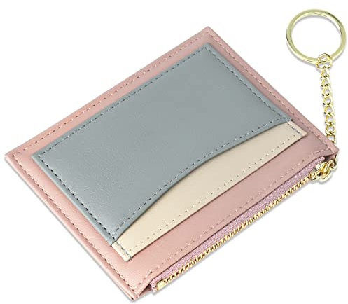 URAQT Geldbörse Damen, Mini PU Leder Portmonee für Herren und Frauen, Kleines Zipper Portemonnaie mit 5 Kartenfächern, Schmal Kurzer Geldbeutel Wallet Klein Brieftasche Schlanke Geldbörsen(Mehrfarbig)