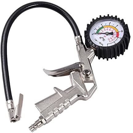 DUNSBY Manometer 0-220PSI Luftreifenfüller mit Manometer for Auto Van Reifenwerkzeug Reifenfüller Gauge Gun Manometer Tester Luftkompressor Druckmesser