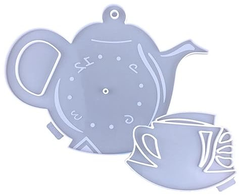 SEWOART 1 Set Silicone Clock Mold DIY Tea Kettle and Cup Shaped Wall Clock Mold Unique Hanging Wall Decor for Home Kitchen Cafe DIY Enthusiasts Craft Projects