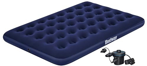 Bestway Doppelluftbett mit externer Elektropumpe 191 x 137 x 22 cm, Dunkelblau