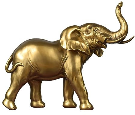 Tauzveok Elefant Deko Groß, Golden Elefanten Skulptur, für Dekoration Wohnzimmer, Büro, Bücherregal, Schlafzimmer, Mama Geschenk, Harz