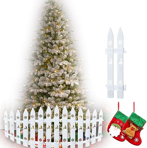 Staccionata per albero di Natale, pannelli in plastica bianca, 11,7 x 30,5 cm, 5 pezzi, mini decorativi (5 pezzi)