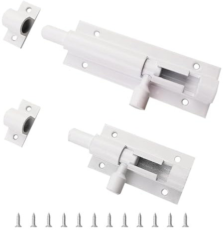 2 White Aluminum Deadbolts (2 and 3) - Set for Bedroom and Interior Doors