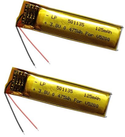 AOLIKES 125 mAh Rechargeable Lipo Battery Replacement for Plantronics Voyager 5200 UC Poly V5200 Series Wireless Headset_2 Pack