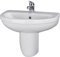 Balterley 555mm Bathroom Sink, Semi Pedestal Ceramic Round Bowl Bathroom Wash Basin Sink with Overflow, 1 Tap Hole, Wall Mounted Basin Sinks for Cloakroom - 555 x 445 x 498mm (White)