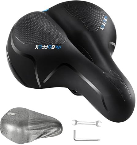 BOFFOX Sella Bici MTB Comoda Morbido in Gel Sella Bicicletta Ergonomico Impermeabile e Traspirante Uomo Donna Ampia Sellino Bici Adatto per Bici da Corsa/Mountain/City Bike