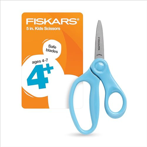 Fiskars 12,7 cm spitze Schere für Kinder im Alter von 4–7 Jahren, Schere für Schule oder Basteln, Schulbedarf, Türkis