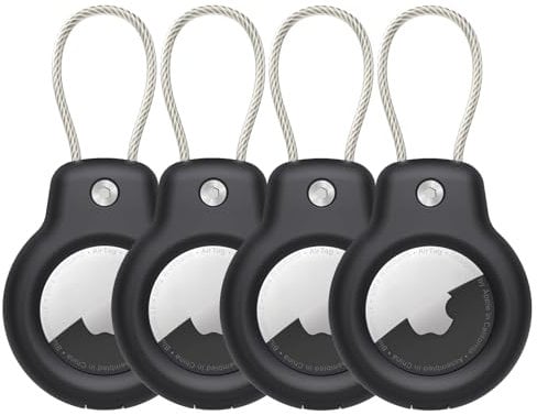 SPGUARD Compatible with Apple AirTag Secure Holder With Wire Cable,Air Tag Lock Case Keychain Key Ring Key Chain Luggage tag For Keys, Luggage & More