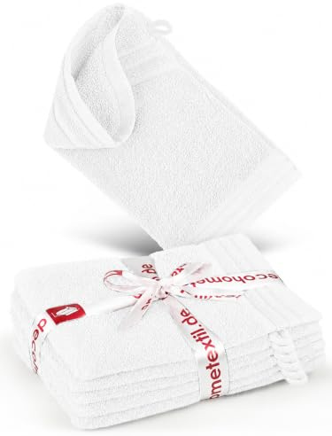 DecoHomeTextil 6 Waschlappen 15x21 cm Weiß | 100% Baumwolle, Frottier, hochwertig, kuschelweich und saugstark