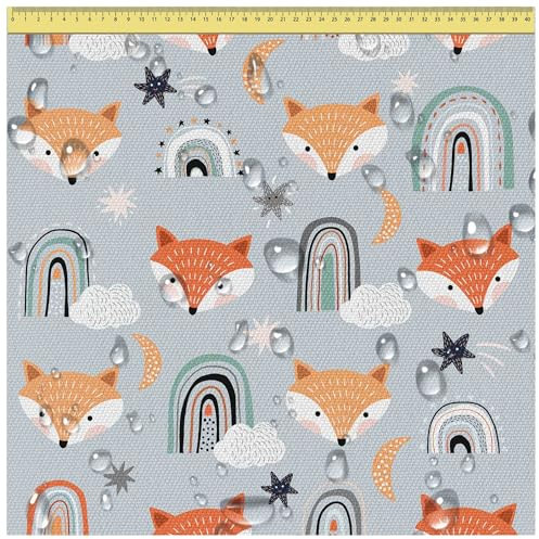 DreamRoots Tissu imperméable extérieur au metre 160 cm Largeur - Toile exterieure impermeable 100% de polyester 600D 220g/m - Tissus au metre ameublement Foxes Pastel 2M