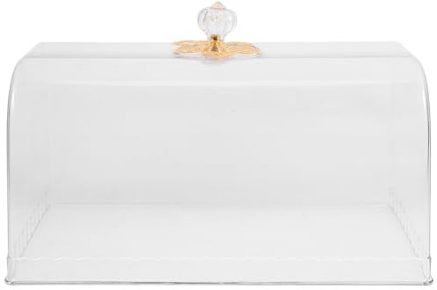 Cabilock Cloche Rectangulaire Transparente pour Gâteau avec Poignée - Couvercle Anti-Poussière en Plastique Alimentaire pour Plateau À Dessert, Assiette De Fruits Et Présentoir De Service