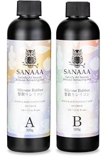 SANAAA Gomma Siliconica Liquida per Stampi da Colata, 10A Trasparente, 1:1 Rapporto per Realizzazione di Stampi, Colata, Resina DIY (640 gr)