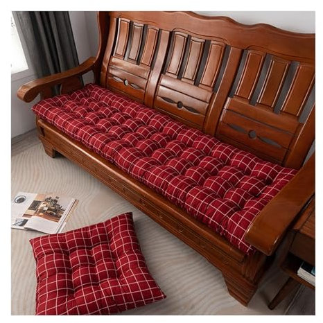 Generisch Sitzkissen Bankkissen Sitzkissen für Fensterbank Outdoor-Bankkissen Kissen für Bank Verandaschaukel Stuhlkissen Outdoor-Kissen Bankkissen Sitzkissen (Farbe: kariert rot Größe: 48 x 165 cm