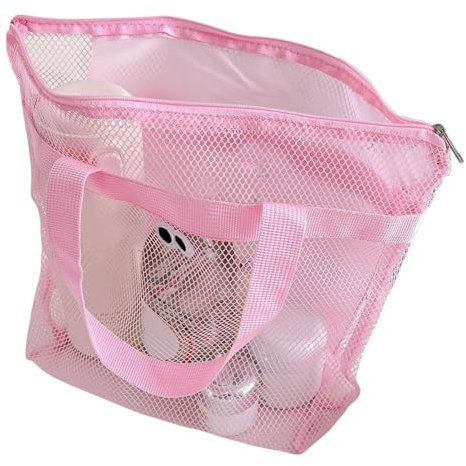 Sac de jouets de plage en maille extra large, sac de plage en maille pour jouets de sable - Grand sac de jouets de plage | Sac de plage léger multifonctionnel avec c, rose, Fare riferimento alla