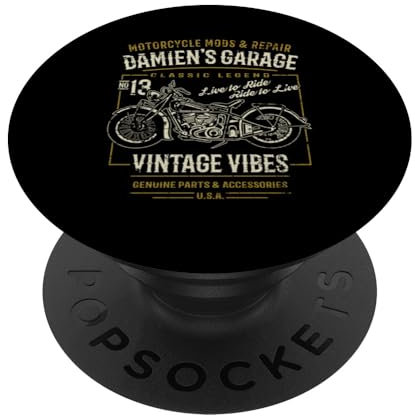 Damien's Garage Vintage Motorrad Distressed Design PopSockets mit austauschbarem PopGrip