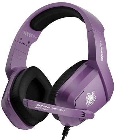 YOTMS H1 Casque de jeu PS5 pour PS4 PC avec son surround 3D avec microphone, casque antibruit pour gamers (violet)