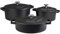 Cooks Professional Set of 3 Cast Iron Casserole Dishes with Lid & Handles | 20, 26 & 28cm | Colourful Enamelled Cooking Pans Pots | Suitable For All Hobs Inc Induction | Oven & Grill Safe | Matt Black