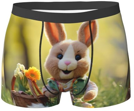 KWQDOZF Boxershorts für Herren mit Osterhasen-Motiv – vollständiger Druck, elastischer Stoff und dauerhafter Komfort