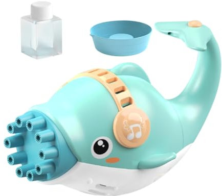 JOINPAYA 1 Satz Musikblasenmaschine Bubble-Shooter Elektrischer Seifenblasenhersteller Kinderspielzeug Outdoor-Spielzeug Delphinblasenbläser Seifenblasenmaschine Blasenmacher Plastik Green