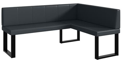 MEBLINI Eckbank für Esszimmer - Küchenbank - Essecke - Sitzecke Küche - Peter - U-Beine 128x168x87cm Rechts - Dunkelgrau Kunstleder
