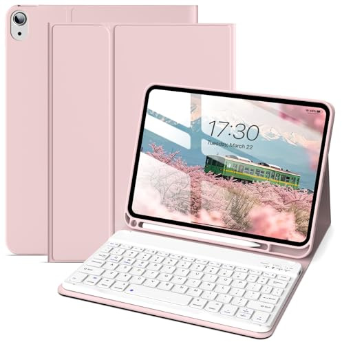 JKSML Custodia con tastiera per iPad 10a generazione 2022, rosa