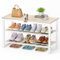 SIMPDIY Shoe Rack, 3 Tier Shoe Bench with Wooden Shelf, Shoe Storage with Seat for Entryway Living Room Hallway Bedroom, Load Capacity 150 kg, White Oak