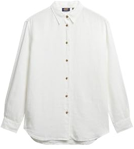 Superdry Damen Lässiges Hemd aus Leinen im Boyfriend-Stil Optik 36