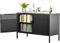 Armario Metalico,Aparador de Metal Estantes con Puertas,Marco de Acero,Armario de Almacenamiento para Oficina en Cocina,Salón,Comedor,Entrada,40 x 100 x 64AL cm,Negro