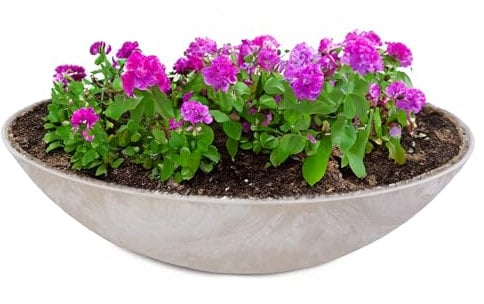 matches21 HOME & HOBBY Macetero grande para exterior en 45 cm – Beige arena jaspeada como cuenco para flores resistente a la intemperie – Cuenco decorativo