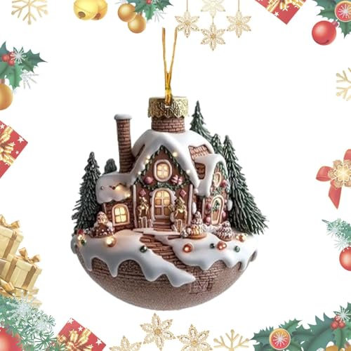 Adornos navideños de cacao caliente,Adornos de chocolate caliente para árbol de Navidad - Taza de chocolate caliente Adornos navideños Casas de nieve navideñas acrílicas 2D - Decoración de café Decora
