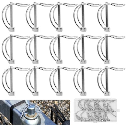 WYYFXY 15 Stück Rohrklappsplinte D-Form Klappsplinte Sortiment Splinte Rohre Klappstecker mit Rastverschluss Kohlenstoffstahl Verzinkt 4,5 × 40mm