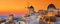 Acryl-Bild 120 x 50 cm: Oia bei Sonnenuntergang, Santorini (78078930)