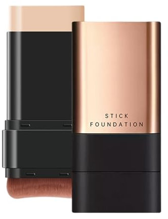 Fond de Teint Stick Anti-rides de Luxe 2 en 1, Bâton de Fond de Teint Couvrant avec Pinceau, 2025 Coréen Hydratant Léger Bâton de Maquillage à Double Tête pour femme