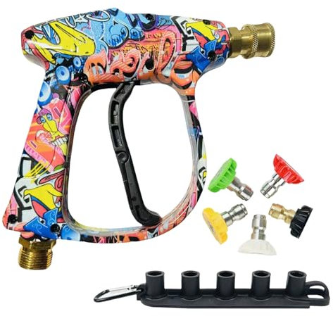 High Pressure Washer 2025 New 5 In 1 High Pressure Water With Quick Connector Lightweight & Compact For Floor Fence Car Cleaning Garden Watering VGy554 (Orange, 17X17cm)