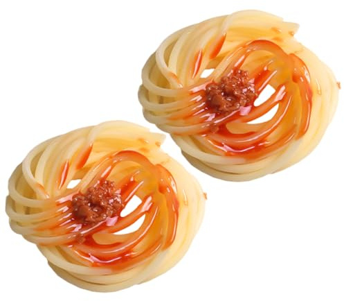 Realistische Spaghetti Lebensmittelmodelle 2 Stück aus PVC Gelb | Fotorequisiten für Fotografie und Frühförderung, Langlebig und Lebensecht, für Restaurantdeko