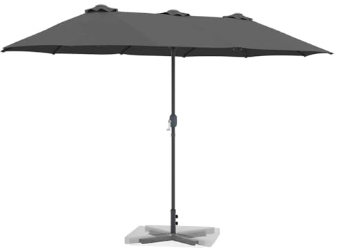 vidaXL Garden Parasol Anthracite 370 x 197 x 239 cm, Balcony Umbrellas, Modern Patio Canopy, Garden Outdoor Furniture, Summer Sun Shade, Foldable Relaxation Coverings