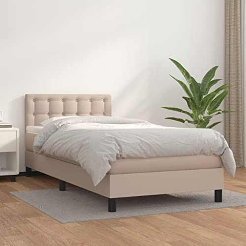 Qnhdfrt Boxspringbett Cappuccino-Braun 80x200 cm mit Kopfteil und Matratze aus Kunstleder für erholsamen Schlaf in Schlafzimmer und Gästezimmer