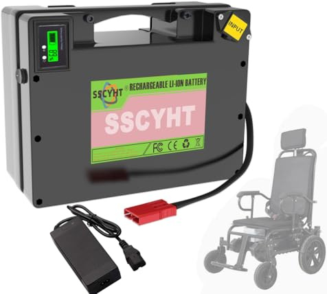 SSCYHT 24v10ah, Batería Litio 24V 10Ah 12Ah 15Ah 18Ah 20Ah para Silla Ruedas eléctrica Reemplace Las baterías Plomo-ácido con Interruptor y luz indicadora LED para Motores 100W 250W 350W 500W