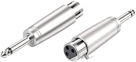 2 Pcs 3-Pin XLR to 6.35mm Adapter, 3-Pin XLR to 1/4 Microphone Audio Adapters, Professional Metal Audio Connector for Microphones, Mixers, Amplifiers, Studio Recording and Live Sound Equipment