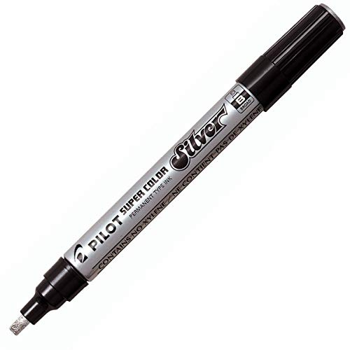 Pilot Super Colour Broad Marker Chisel 4.5 mm Tip - Silver, Box of 12