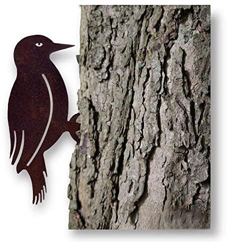 Crispe home & garden Großer Deko Eisen Specht Vogel zum Anbringen an Baum, Holz in Edelrost