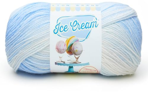 (1 Skein) Lion Brand Yarn Ice Cream Baby Yarn, Blueberry