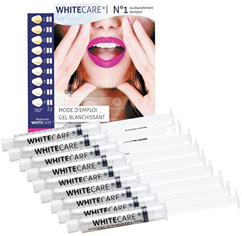 Gels blanchiment dentaire professionnel Whitecare - 10 seringues x 10 ml - Normes françaises - Efficace, rapide et sans danger