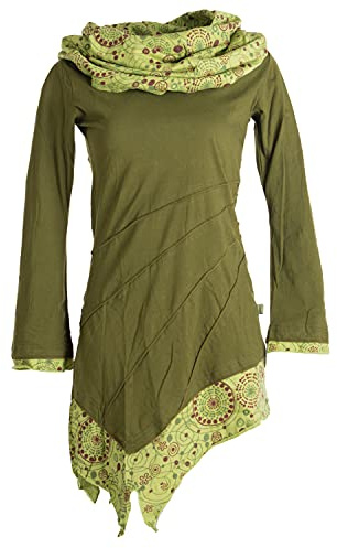 Vishes - Alternative Bekleidung - Asymmetrisches Kleid aus Baumwolle mit Schalkragen