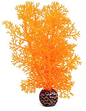 biOrb Fish Tank Decorations, Aquatic Horn Coral Plant With Weighted Ball (1 x Orange Aquarium Plant), Artificial Fish Tank Plants To Add Colour, Natural-Looking Aquarium Decor For Scenic Background