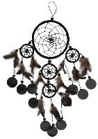 Traumfänger 11/30 cm schwarz mit Capisscheiben Dreamcatcher TF27